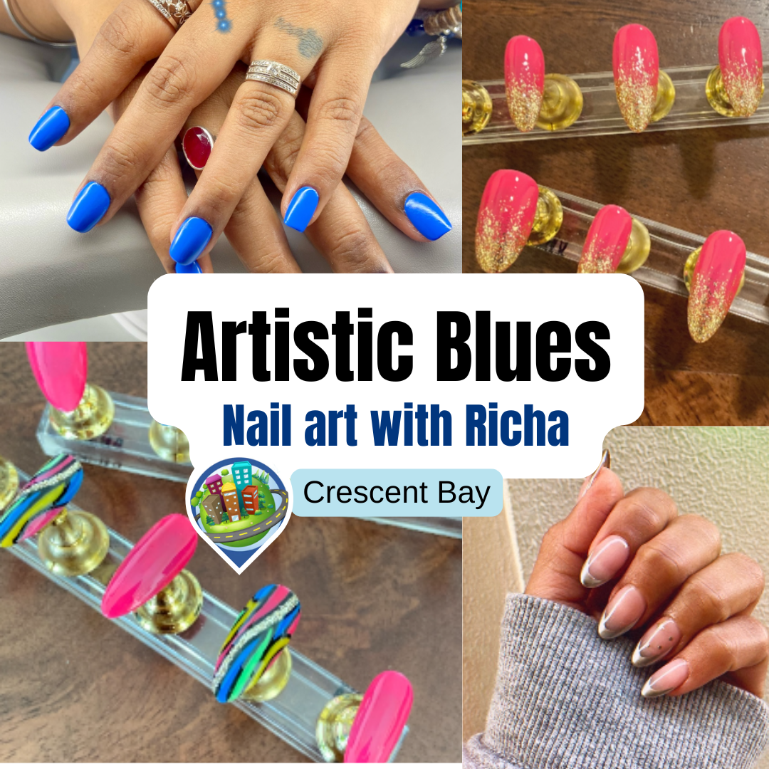 Artistic blues - nail art with Richa