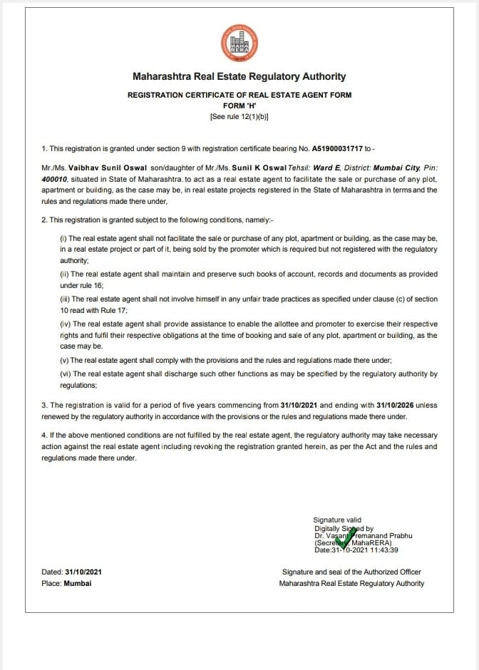 Vaibhav Oswal  - Residential Real Estate (Broker)